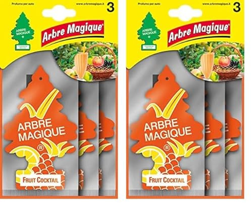 Arbre Magique, Profumatore Auto, Fragranza Fruit Cocktail, Profumazione Fresca e Delicata, Durata fino a 7 Settimane, Made in Italy, Formato Multipack da 3 Pezzi (Confezione da 2)