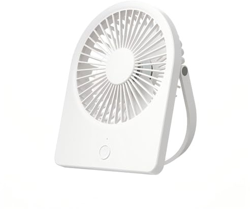 FUNJEO F125 Desk Fan,Wall Mounted Fan,Powerful 3 Speeds,USB Rechargeable,Warm Night Light,for Work/Camping/Study (White, Undigital Display)