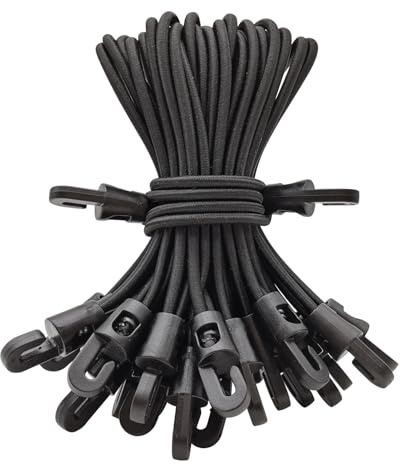 BINCKIN Spanngummi mit Haken 15 cm, 25 Stück Kurz Gummispanner, Zelt Planenspanner Expander für Planen, Netze, Banner, Camping, Schwarz