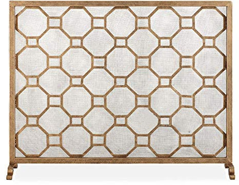 CCKUYT Pare-étincelles décoratif Contemporain en Fer forgé avec Grille métallique, 100 cm de Largeur x 80 cm de Hauteur x 20 cm de Profondeur