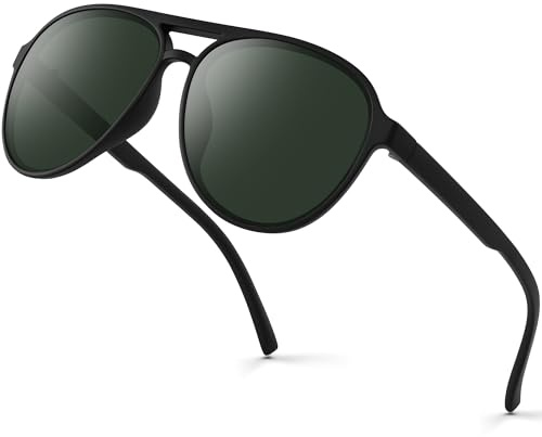 Gesruny Sonnenbrille Herren Damen Polarisiert Pilotenbrille UV400 Schutz Sonnenbrillen Klassische Retro Ultraleichte Schwarz Fliegerbrille Outdoor für Fahren-Grün