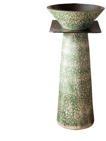 CAFIEDR Lavabo de Pedestal para Exteriores, Lavabo de Columna, Lavabo de Arte para Patio o jardín, Lavabo de pie Combinado con Grifo, Kit de Drenaje, baño fácil de inst(DO)