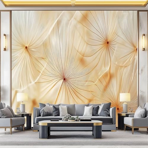 Papel Pintado Viento Naturalsemillas Superfinas De Diente De León Pappus Tallos 3D Panorámico No Tejido – Fotomurales Decorativos Para Salón, Dormitorio Y Oficina – Diseño Moderno 200 X 140 Cm