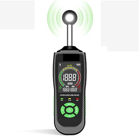 Misuratore di umidità, Misuratore di umidità del legno digitale MT68 Rilevatore di umidità del legname senza contatto Schermo LCD Igrometro Allarme Tester di umidità