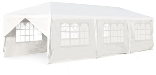FANTASK Carpa de jardín, 3 x 9 m, protección UV, para jardín, Fiesta, Boda, Color Blanco