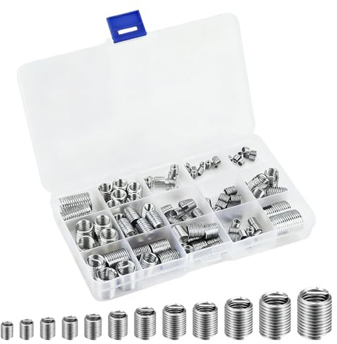 140 Pcs Threaded Inserts, Helicoil, Thread Repair Kits, Stainless Steel M3-M12 Thread Inserts Set With Storage Case For Automotive, Mechanical Maintenance And DIY Repairs
