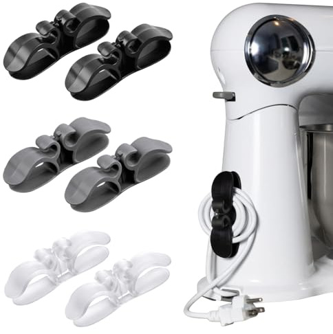 KIRZAX 6 pezzi Organizer per cavi per elettrodomestici,autoadesivi, organizzatore cavi,per cuoci riso,clip per cavi, per aria fryer, mixer e altri utensili da cucina