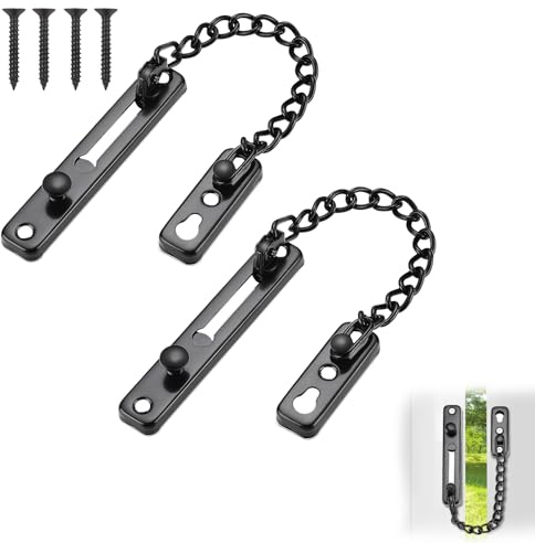 Catena di Sicurezza per Porta in Acciaio Inossidabile, 2 Pezzi, con Viti per Installazione, Resistente e Facile da Usare per Porte in Legno e Metallo, Ideale per Sicurezza Casa e Hotel