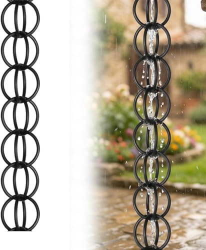 Poxvythb Cadena de Lluvia, Desviador del Agua de Lluvia de los Bajantes de los Canales, Cadena De Lluvia De Aluminio, Lluvia Bajante De, Cadena de Lluvia Exterior1.2m (4ft)