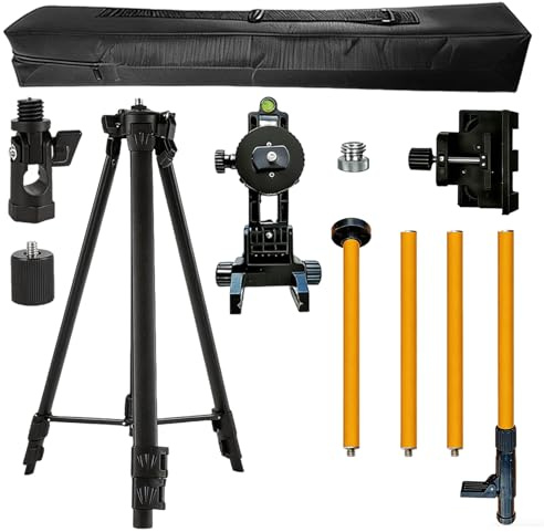 Laser Wasserwaagen Stativ, 3m Teleskopstange mit Stativ und Laser Halterung 1/4 Zoll für Rotations und Linienlaser, Verstellbarer Aluminium Stativs für Laserscanner mit 5/8 Zoll Gewindeadapter