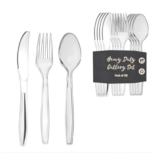 Reusable Plastic Cutlery Set 150 Pieces – Durable Food-Grade PP Forks, Spoons & Knives – Dishwasher Safe-Perfect for for All Occasion and Daily Use.