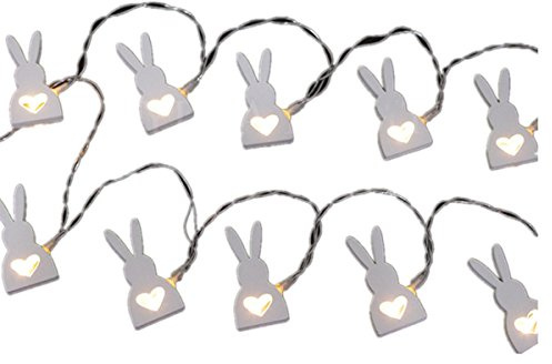 LEDMOMO Ostern Lichterkette Batteriebetriebene Holz Kaninchen Form LED String Light für Halloween, Weihnachten, Ostern, Karneval usw.