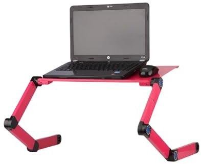 Goldball Tragbarer Laptop-Schreibtisch, verstellbar, belüftet, Laptoptisch, tragbar, Betttablett, Buchständer, multifunktionales und ergonomisches Design, zweilagig, 43,2 cm (17 Zoll), Rosarot