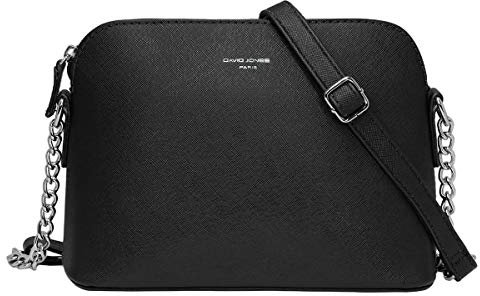 David Jones - Damen Kleine Umhängetasche - Frau Handtasche PU Leder - Tasche Kette Schultertasche Crossbody Bag - Abendtasche Zip Reißverschluss - Party Handy City Clutch Mode Elegant - Schwarz