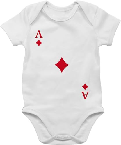 Baby Body Junge Mädchen - Karneval & Fasching - Spielkarte Karo - 3/6 Monate - Weiß - tier fastnacht 80er jahre outfit faschings fasnacht karnevals verkleidung kinderfasching carnival karneval-
