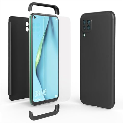 NALIA 360 Grad Handyhülle für Huawei P40 lite Hülle, Schwarz | Erhöhter Kameraschutz, Komplett-Schutz, Silk Touch Surface