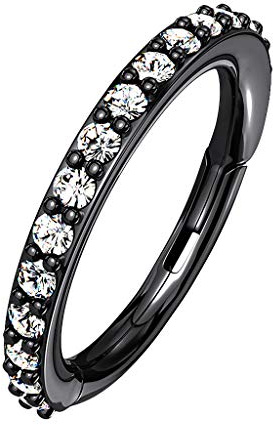 Taffstyle Piercing Chirurgenstahl Clicker mit Kristallen für Ohr Nase Lippe Intim Ring
