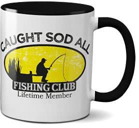 SMARTYPANTS Caught Sod All Mug - Funny Fishing Logo Quote Novelty Present Gift Idea Tea Coffee Heavy Duty Handle Dino Coated Dishwasher/Microwave Safe Sublimation Ceramic