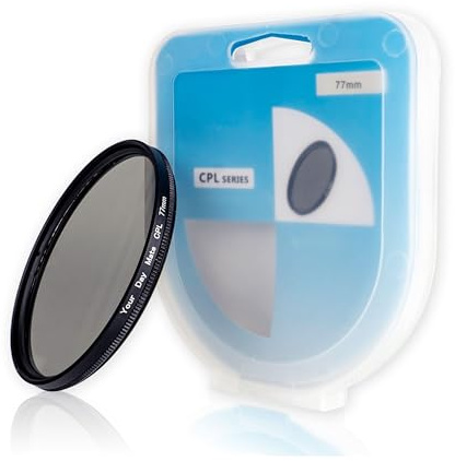 CPL Filtre polarisant, Ø 77 mm, Réflexion Lumineuse perturbatrice minimisée, Clarté Optique et fidélité des Couleurs optimisées, Polarisateur Circulaire Cadre Aluminium, Protection Objectif caméra