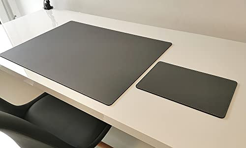Schreibtischunterlage mit Mauspad Echt Leder Rindsleder 60cm x 40cm Grau