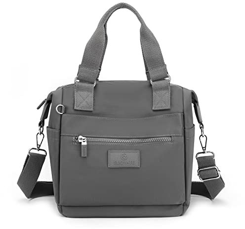 DIRRONA Beiläufig Damen Umhängetasche Multi Pocket Multi Fach Crossbody Bag Mittelgroße Umhängetasche Aus Wasserdicht Nylon Reisen Schule Täglicher Gebrauch Damentasche Grau