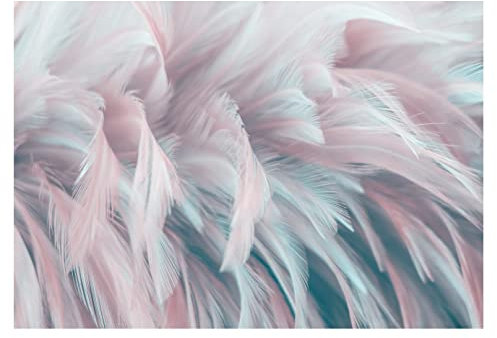 WallArena - Vlies Fototapete Vlies Federn Pastell Boho Moderne rosa blau 368x254 cm - Fototapeten - Tapeten - für Wohnzimmer Schlafzimmer - Vliestapete Wandtapete Tapete 3D Effekt- inkl. Kleister