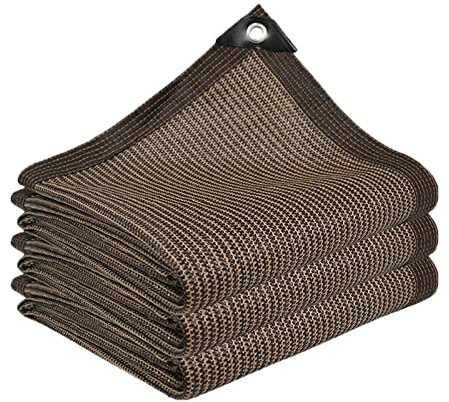 Zlovne Red de Sombra Marrón Sombra Solar Malla Rectangular/Cuadrada,Toldo Vela de Sombra con Ojales,90% Malla Sombreadora de Bloque UV Pantalla de Privacidad para Patio Jardín (3x3m)