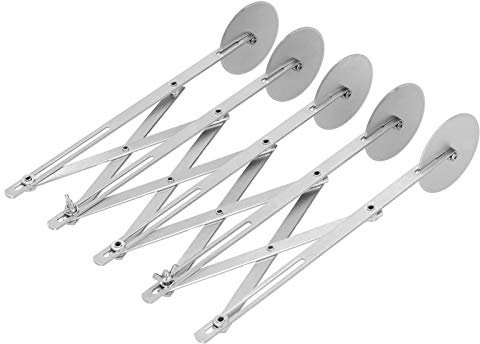 Uadme Divisor de masa de ruedas múltiples,cortador de masa de hojaldre de acero inoxidable,rueda de corte de pizza expandible,rueda de corte de masa multidireccional para galletas,masa,pizza(5 Wheel)
