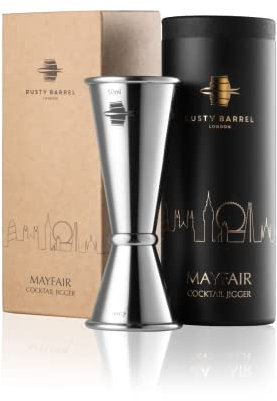 Rusty Barrel Mayfair Spirit Measure | Single & Double Stainless Steel Jigger | 25ml & 50ml Shot Measure | in a Beautiful Gift Box
