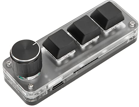 ASHATA Benutzerdefinierte Gaming-Tastatur, Mechanische Tastatur mit 4 Tasten, Roter Schalter, Shortcuts, Plug-and-Play RGB Hintergrundbeleuchtung, 3 Tasten für Gamer