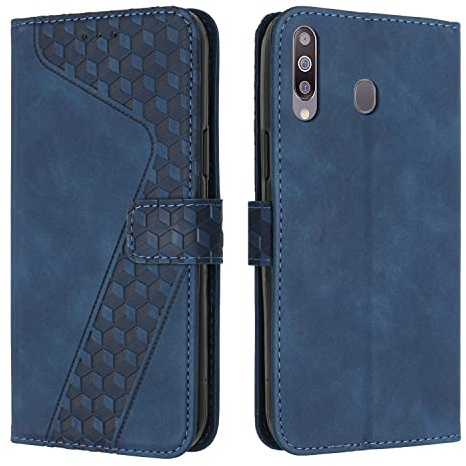 OKZone Kompatibel mit Samsung Galaxy A20S Hülle, Handyhülle Samsung A20S, PU Leder Tasche Wallet Schutzhülle Galaxy A20S, Flip Cover Klappbar Brieftasche Etui mit Magnet TPU Lederhülle (Blau)