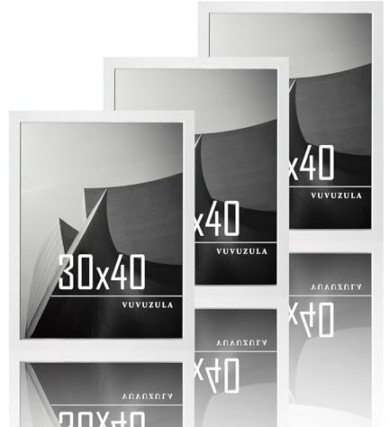 VUVUZULA Bilderrahmen 30x40cm Weiß Holz Fotorahmen 12x16 Zoll Holzrahmen MDF Rahmen 30x40cm 3er Set