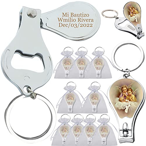 12pc Personalized Baby Angel Nail Clipper Keychain Baptism Favors