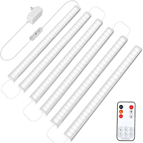 Maylit Under Cabinet Lights Plug in, 6 Pcs 12 Inch Ultra Thin Under Cabinet Lighting, Super Bright Daylight White Under Counter Lights for Kitchen, Dimmable Light for Cabinet, Counter, Workbench, Desk