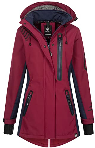 Rock Creek Softshell-jacka för kvinnor, kappa D-491, Vinröd, 3XL