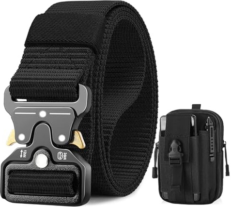 BESTKEE Taktischer Gürtel, 3,8 cm Militär Arbeitsgürtel, Schwerlast Nylon Gürtel mit, Geschenk mit Taktischem Molle-Beute