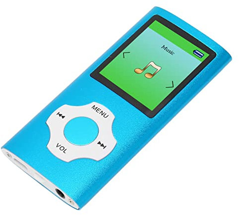 Focket MP3 Player with Bluetooth, 1.8 Portable HiFi Music Player Digital LCD Lossless Music Player with FM Radio, Recorder, Ebook, Image Viewer, Supports Up to 64GB, Earphones Included (Sky Blue)