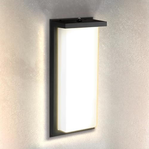 ASD LED 14 Outdoor Wall Light, Dusk to Dawn Front Door House Sconce | 3CCT, Photocell, Waterproof, ETL Listed | 20W 1900LM 3000-5000K 120V | Exterior Patio Lighting Fixture, Porch Lamp | Black