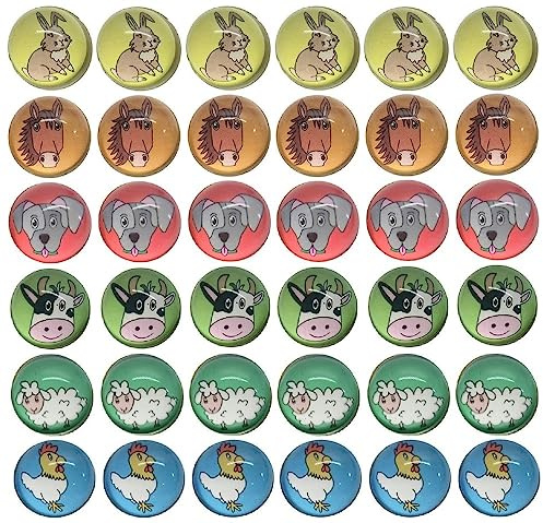 LG-Imports 25 x Bauernhoftiere Flummis Flummi Springball 32 mm Tiere Bauernhof Hüpfball Bouncing Ball Tierflummis Mitgebsel Giveaway
