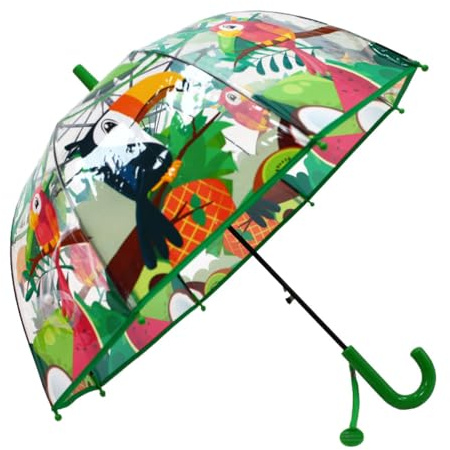 Chesoon Kinder Regenschirm Klare Kuppel für Jungen Mädchen mit Easy Grip Griff 8 Rippen winddicht Regenschirm
