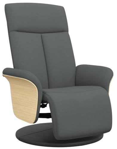 vidaXL Reclinerfåtölj med fotstöd mörkgrå tyg
