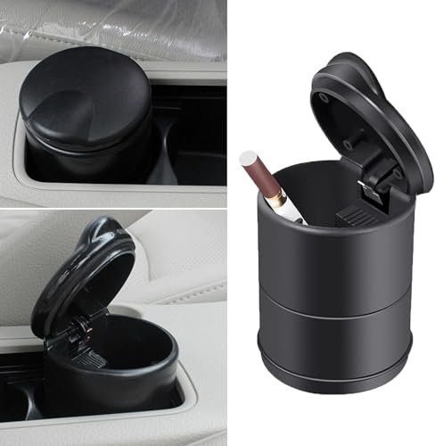leediga 1 cendrier de voiture avec couvercle, cendrier portable pour voiture, camion, porte-gobelet pour camion, voiture, bureau, maison (noir)