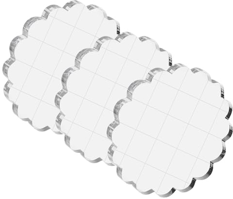 PATIKIL Acrylic Stamp Block, 3 Pack Stamping Block Round Shape with Lines Decorative Mounting Blocks Set for Scrapbooking DIY Craft Card Making, 2 Diameter