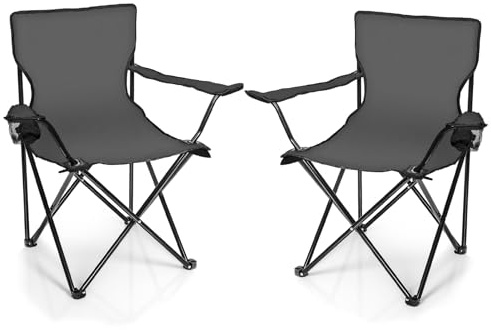 BigDean 2X Faltstuhl Campingstuhl Anglerstuhl mit Getränkehalter & Tragetasche - Anglersessel klappbar - Klappstuhl Gartenstuhl Faltstuhl Relaxsessel Angelsessel faltbar