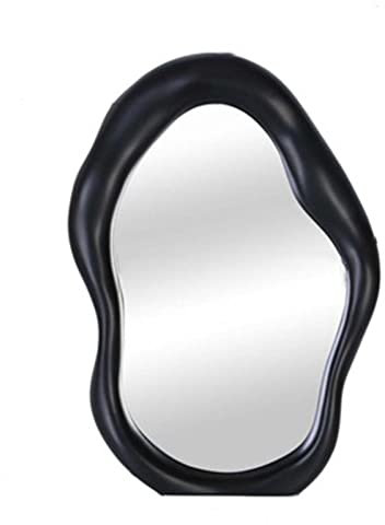 Cosmetic Mirror Unregelmäßiger Tischspiegel, Schminktisch, Schminkspiegel, HD-Spiegel, for Zuhause, Schlafzimmer, Tischdekoration, Spiegel, einfarbig, Abnormität Kosmetik Spiegel (Color : Schwarz)