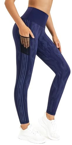 Flatik Sport Leggings Damen mit Taschen - Damen Fitnesshose Sporthose Lauf Leggings M