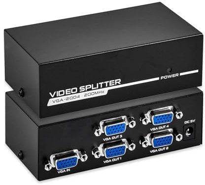 TECKEEN Splitter VGA a 4 porte, 1 PC a 4 monitor, scatola amplificatore splitter VGA ad alta risoluzione 720P/1080P