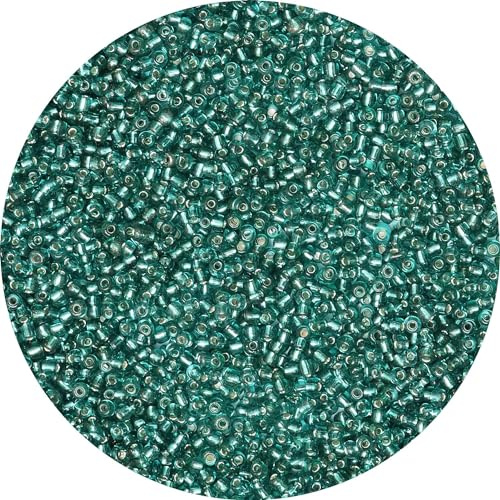 3mm Dunkelgrün Rocailles Perlen für Armbänder, Kleine Glasperlen zum Auffädeln, 5000 Stück Pony Bastelperlen für DIY Halskette Ohrring Schmuckherstellung
