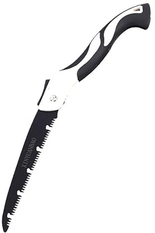 Scie pliante avec poignée en caoutchouc, scie d'élagage en acier au manganèse SK-5 pour la chasse, le jardinage, le camping et la coupe (lame 25 cm)
