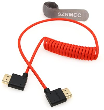 SZRMCC 8k 2.1 HDMI Links auf Rechts Winkel Ultra High Speed Spiralkabel Geflochtenes Kabel für Z Cam E2 S-ony FX6 FX9 Canon EOS C70 C300 Portkeys BM5 Atomos Ninjav V Shogun Monitor
